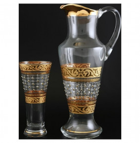 Набор для воды 7 предметов (кувшин + 6 стаканов)  Crystalex CZ s.r.o. "Иксовка /Махарадже желтые камни" / 104022