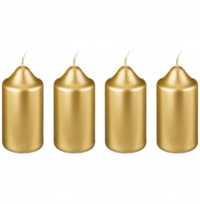 Набор свечей 10 х 5 см 4 шт (золотой металлик) / 210453
