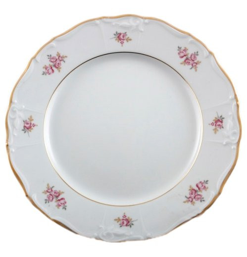 Набор тарелок 25 см 6 шт  Thun &quot;Мария-Луиза /Розовые розы /отводка золото&quot; / 094565