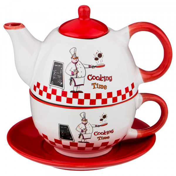 Чайный набор 2 предмета (чайник 330 мл и чашка 280 мл)  LEFARD &quot;Cook /Красный&quot; / 187079