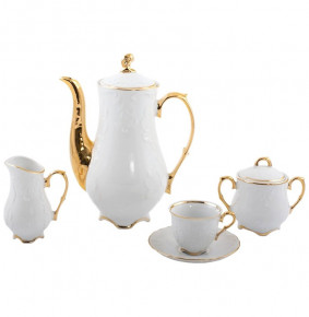 Кофейный сервиз на 6 персон 15 предметов  Royal Czech Porcelain "Рококо /Отводка золото" / 203952
