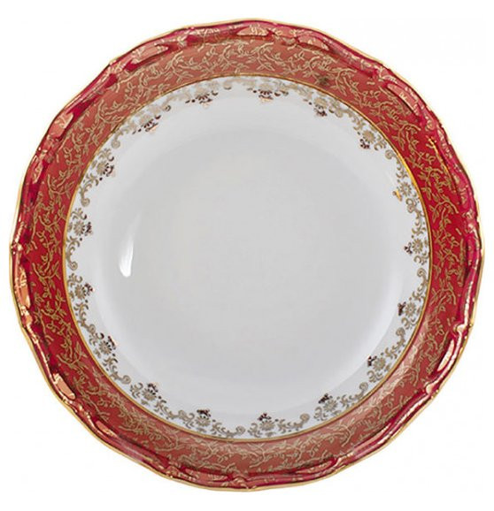Салатник 24 см  Royal Czech Porcelain &quot;Мария-Тереза /Красная /Золотые листики&quot; / 204374