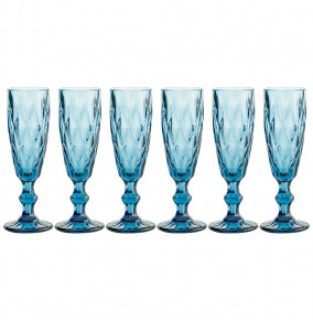 Бокалы для шампанского 150 мл 6 шт голубые  LEFARD "Ромбо /Muza color" / 203071