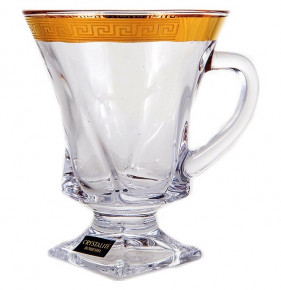 Кружки для горячих напитков 150 мл 6 шт н/н  Crystalite Bohemia "Квадро /Версаче золото" / 147369