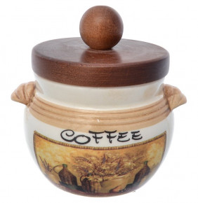 Банка для кофе 9 х 9 см с деревянной крышкой  Ceramica Cuore "Натюрморт"  / 226188