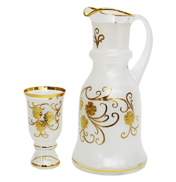 Набор для воды 7 предметов (кувшин + 6 стаканов)  Bohemia &quot;Королевский /Золотые цветы /6010&quot; / 067976