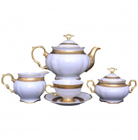 Чайный сервиз на 6 персон 15 предметов  МаМ декор "Мария-Луиза /Матовая лента" / 049502