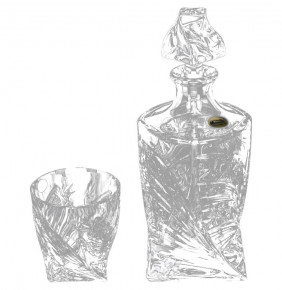 Набор для виски 7 предметов (графин 850 мл + 6 стаканов по 340 мл)  Crystalite Bohemia "Квадро /35003" / 006630