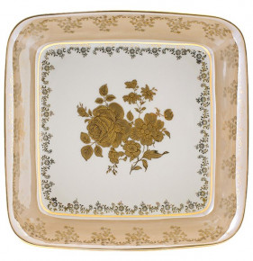 Салатник 24 см квадратный  Royal Czech Porcelain "Львов /Золотая роза /Бежевая" / 203931