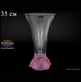 Ваза для цветов 35 см  Crystalite Bohemia "Фрост /розовая" / 006761