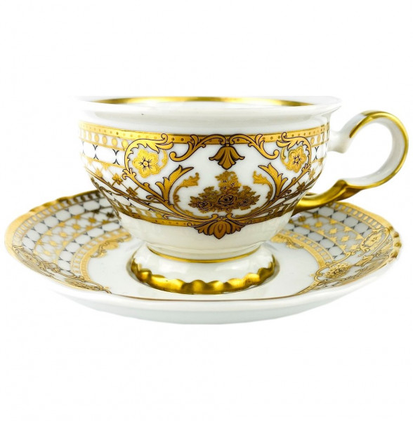 Набор чайных пар 160 мл 6 шт  Bohemia Porcelan Moritz Zdekauer 1810 s.r.o. &quot;Анжелика /Золотые цветы&quot; / 121931
