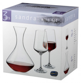 Набор для вина 3 предмета (декантер 1,5 л + 2 бокала по 450 мл)  Crystalex CZ s.r.o. "Сандра /Чёрные и золотые полосы" / 254749