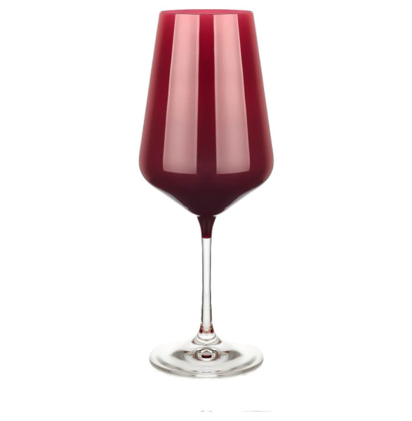 Бокалы для красного вина 450 мл 6 шт  Crystalex CZ s.r.o. &quot;Сандра /Красные&quot; прозрачная ножка / 246588