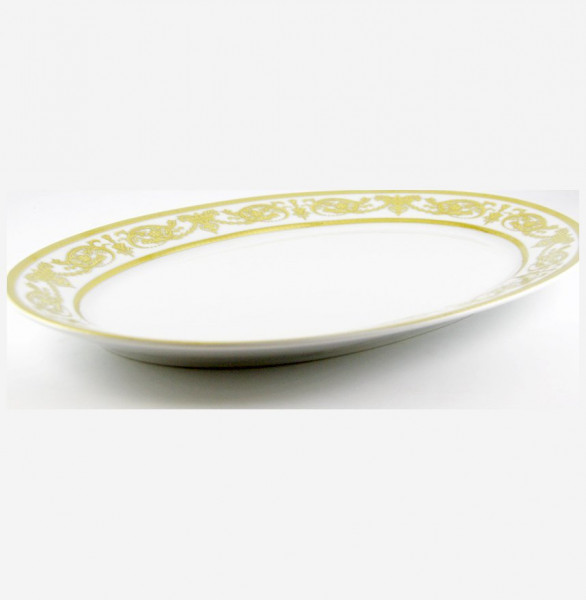 Блюдо 33 см овальное  Bavarian Porcelain &quot;Александрия /Золотой узор на белом&quot; / 069085